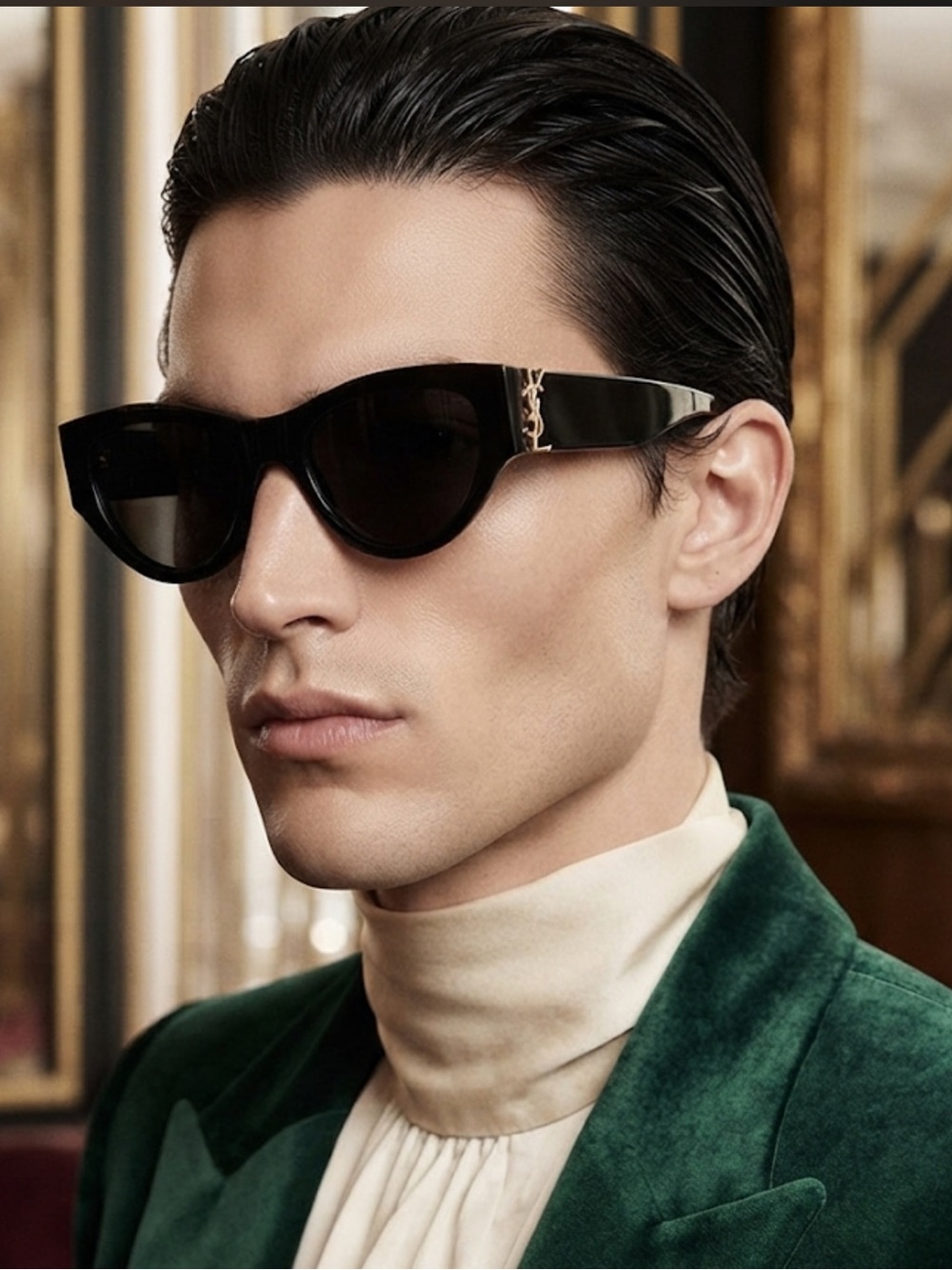 YSL Unisex Rose Gold Tone Sunglasses